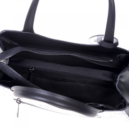 Geanta multicolora, pereti laterali negri medie cu elemente florale 8040 [3]