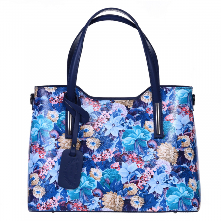 Geanta multicolora cu elemente florale turcoaz 8042 [2]