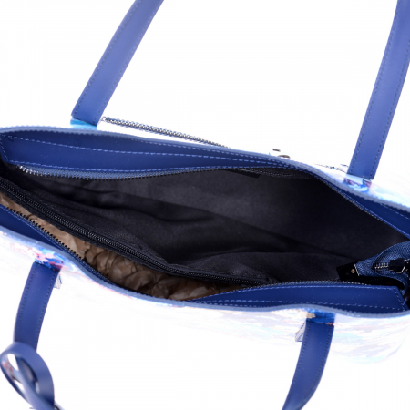 Geanta multicolora cu elemente florale turcoaz 8042 [3]