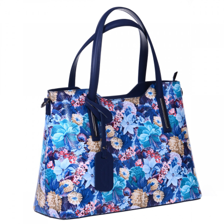 Genți Casual - Geanta multicolora cu elemente florale turcoaz 8042