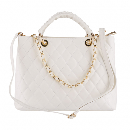 Geantă Natalia, piele naturală alba cu aspect matlasat, 8001 [2]