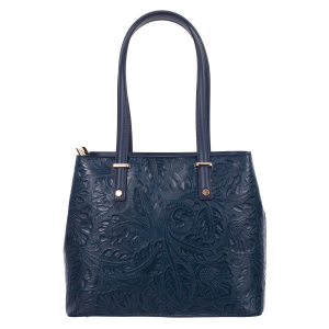 Geanta bleumarin medie cu elemente florale 8036 [1]