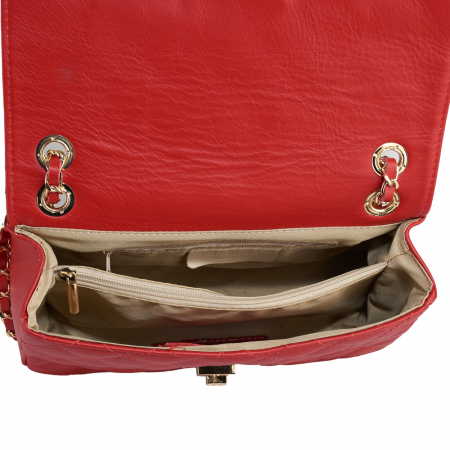 Geantă Patricia, crossbody piele rosie cu aspect matlasat 8002 [3]