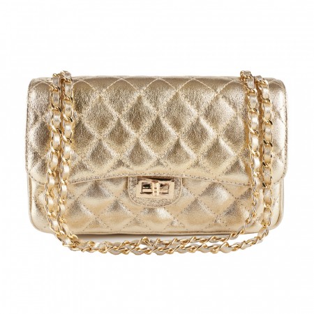 Geantă Patricia, crossbody piele auriu sidefat cu aspect matlasat 8002 [1]