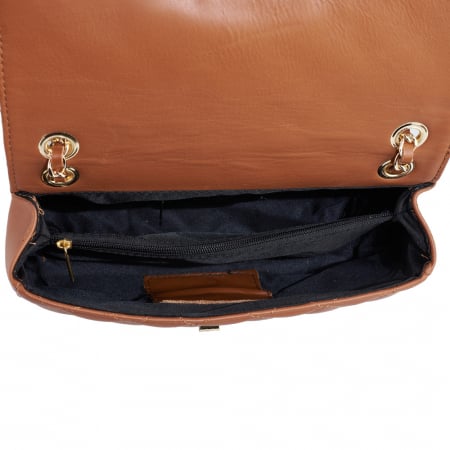 Geantă Patricia, crossbody piele coniac cu aspect matlasat 8002 [3]