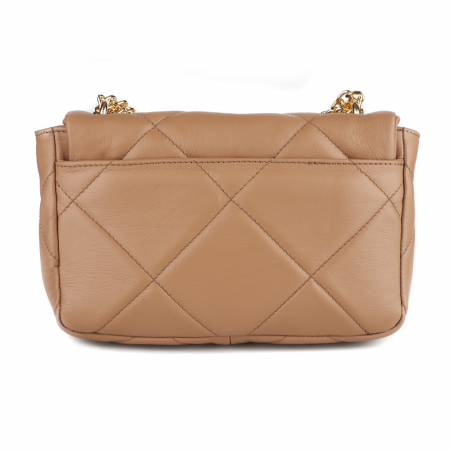 Geantă Rayssa, piele naturala matlasata taupe, bareta metalica aurie, 8182 [2]