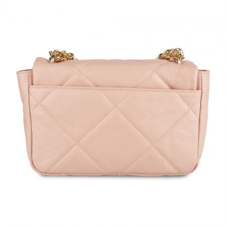 Geantă Rayssa, piele naturala matlasata roz, bareta metalica aurie, 8182 [2]
