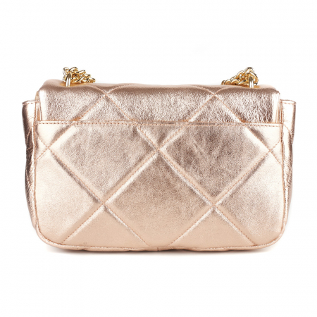 Geantă Rayssa, piele naturala matlasata roz metalic, bareta metalica aurie, 8182 [2]