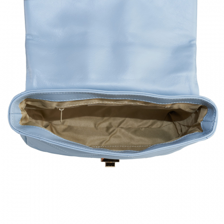 Geantă Rayssa, piele naturala matlasata bleo, bareta metalica aurie, 8182 [3]