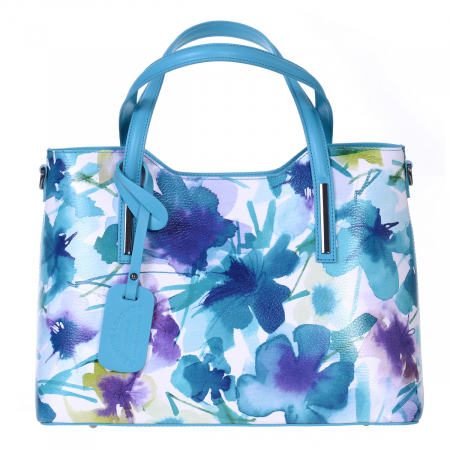 Geanta multicolora cu elemente florale turcoaz 8037 [1]