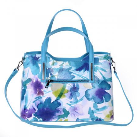 Geanta multicolora cu elemente florale turcoaz 8037 [2]