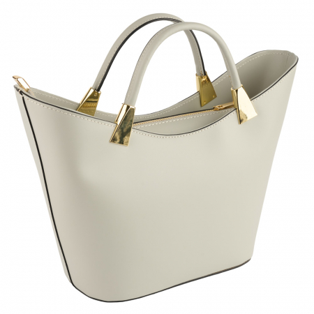 Geantă Selena, piele 100% naturala, gris deschis , 8236