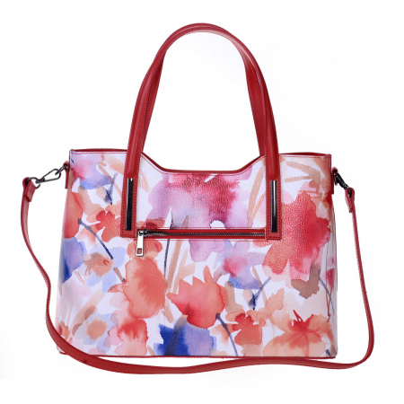 Geanta multicolora cu elemente florale rosii 8038 [2]