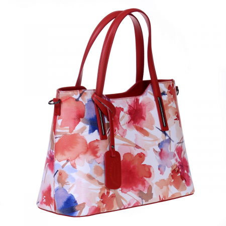 Genți Casual - Geanta multicolora cu elemente florale rosii 8038