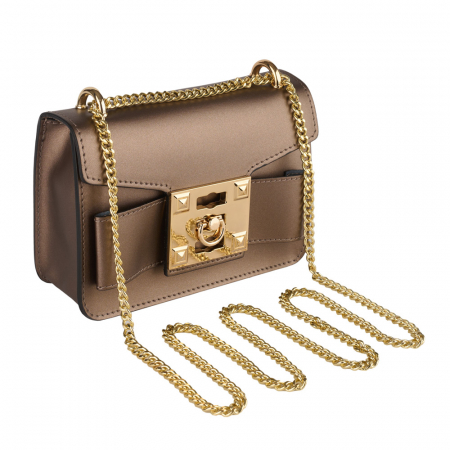 Culori Genți - Geantă Yvette, crossbody piele bronz sidefat 8168