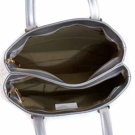 Geanta argintie mare cu elemente florale 8036 [3]