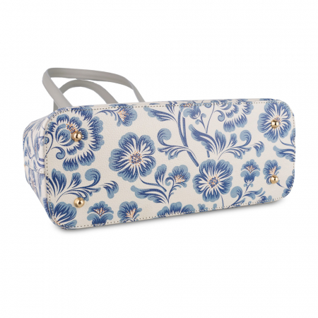 Geanta Flavia, piele naturala gri deschis cu elemente florale 8146 [3]