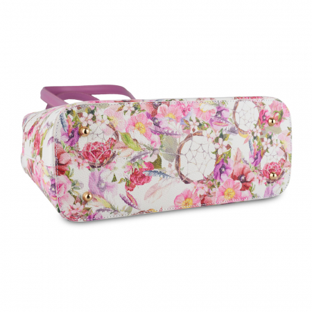 Geanta Elissa, piele naturala lila cu elemente florale 8143 [2]
