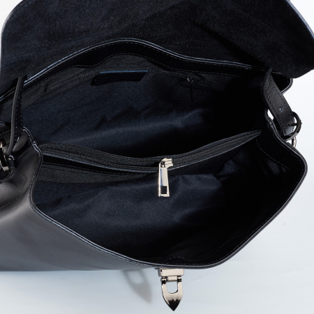 Geantă Leonie, neagră din piele naturală 8106 [5]