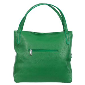 Geantă verde din piele naturală cu barete duble și accesoriu din piele - 8026 [2]