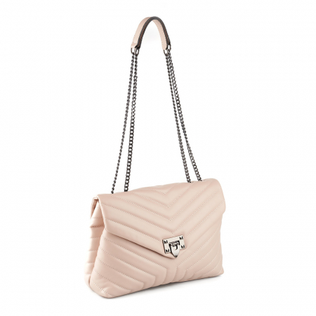 Geantă Anais, piele naturala roz, bareta metalica, 8105 [0]