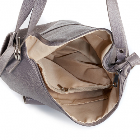 Geantă Ayline, tip rucsac gri din piele naturală moale 8110 [4]