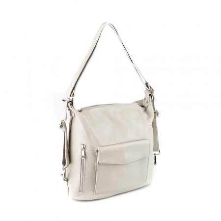 Genți Shopping - Geantă Claire, tip rucsac gri deschis din piele naturală moale 8118