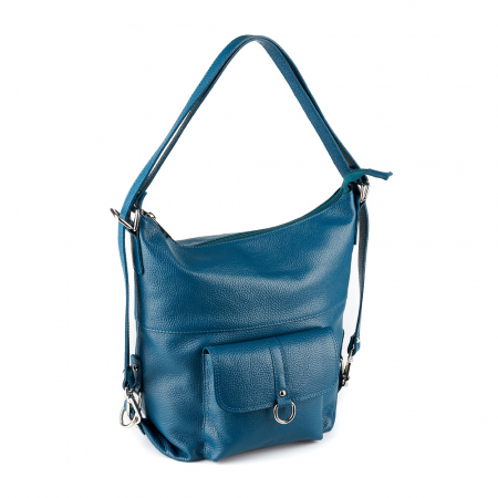 Genți Shopping - Geantă Ayline, tip rucsac turcoaz din piele naturală moale 8110