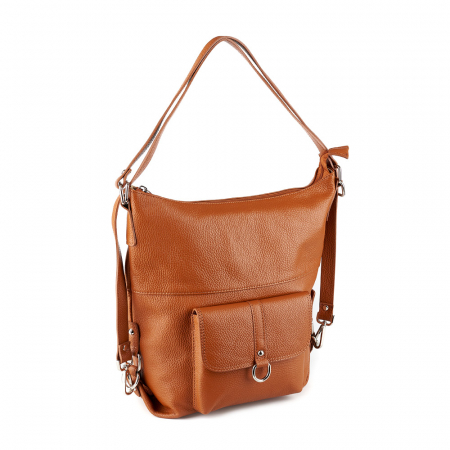 Genți Shopping - Geantă Ayline, tip rucsac coniac din piele naturală moale 8110