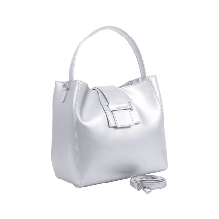 Genți Moderne - Geantă Bailley, piele naturala, argintie, 8057