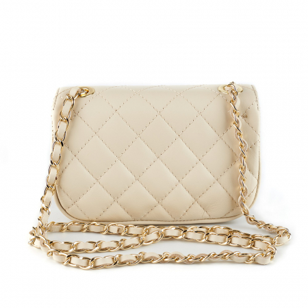 Geantă Bianca, crossbody piele crem cu aspect matlasat - monocompartimentată 8003 [2]