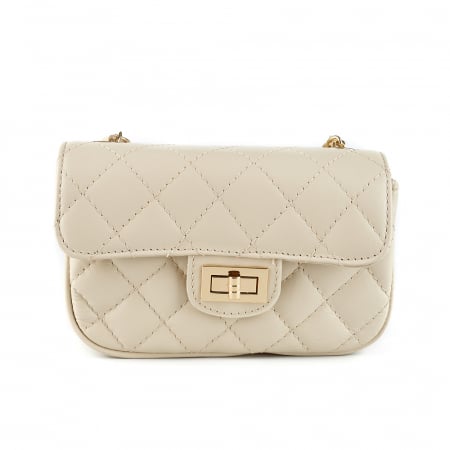 Geantă Bianca, crossbody piele crem cu aspect matlasat - monocompartimentată 8003 [1]
