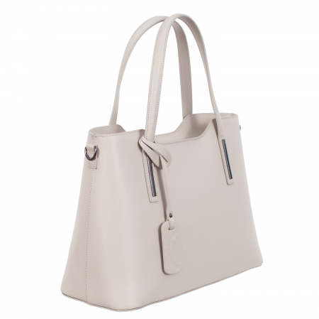 Geantă Model Mare Emma, alb-gri din piele naturală 8008 [0]