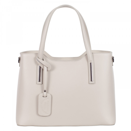 Geantă Model Mare Emma, alb-gri din piele naturală 8008 [1]