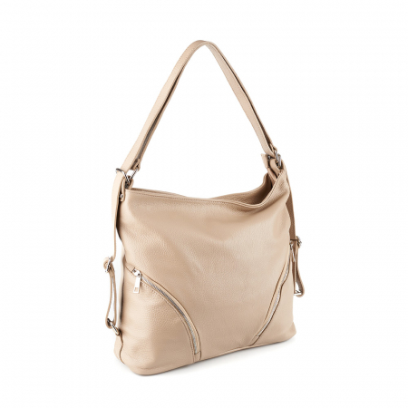 Rucsacuri Piele Naturală - Geantă Brianna, tip rucsac roz din piele naturală moale 8119