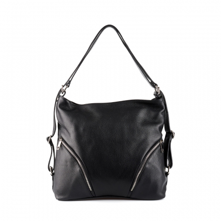 Geantă Brianna, tip rucsac negru din piele naturală moale 8119 [1]