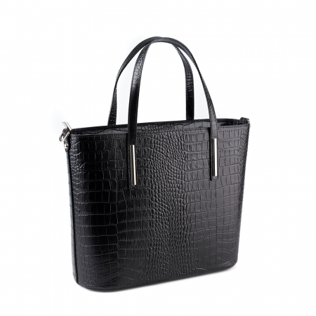 Genți Shopping - Geantă Brook, din piele naturală neagra 8088