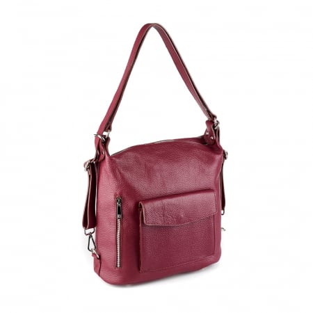 Rucsacuri Piele Naturală - Geantă Claire, tip rucsac bordo din piele naturală moale 8118