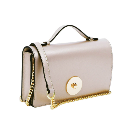 Geantă Clariss, piele naturala auriu sidefat, bareta metalica, 8059 [0]