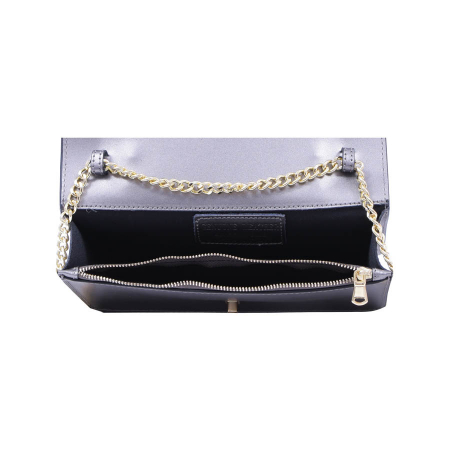 Geantă Clariss, piele naturala gri sidefat, bareta metalica, 8059 [1]