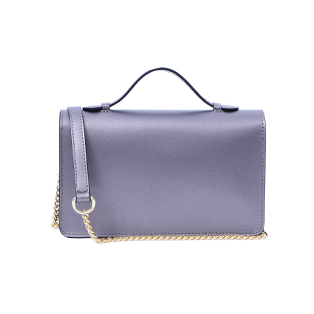 Geantă Clariss, piele naturala gri sidefat, bareta metalica, 8059 [3]