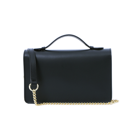 Geantă Clariss, piele naturala negru sidefat, bareta metalica, 8059 [2]