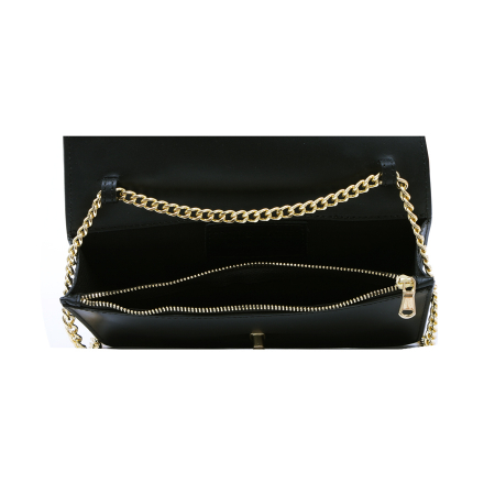 Geantă Clariss, piele naturala negru sidefat, bareta metalica, 8059 [3]