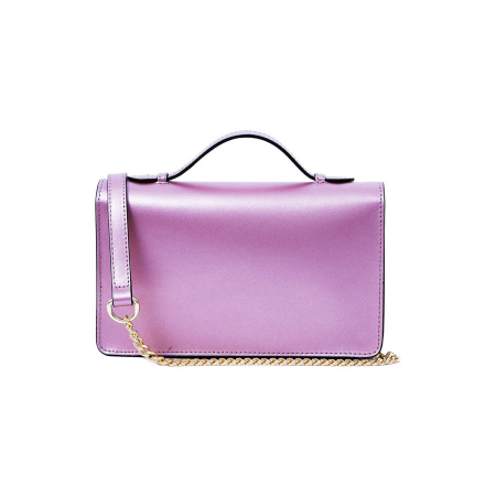 Geantă Clariss, piele naturala roz sidefat, bareta metalica, 8059 [3]
