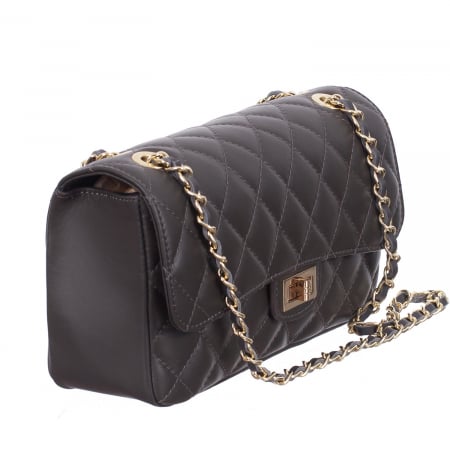 Geantă crossbody piele gri cu aspect matlasat 8002