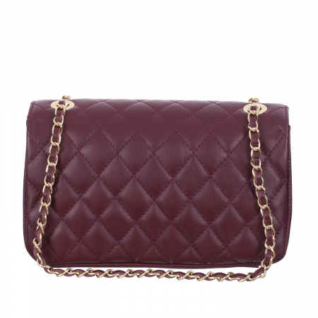 Geantă crossbody piele bordo cu aspect matlasat 8002 [3]