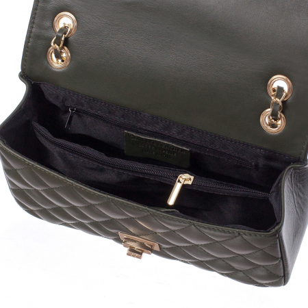 Geantă crossbody piele olive cu aspect matlasat 8002 [3]