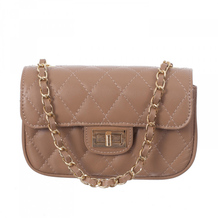 Geantă Bianca, crossbody piele nude cu aspect matlasat - monocompartimentată 8003 [1]