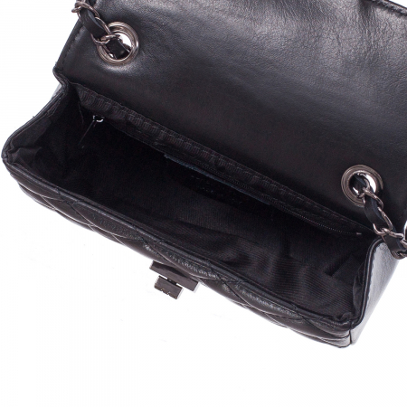 Geantă crossbody piele neagră cu aspect matlasat monocompartimentată 8003 [3]