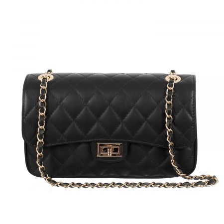 Geantă crossbody piele negru cu aspect matlasat 8002 [1]